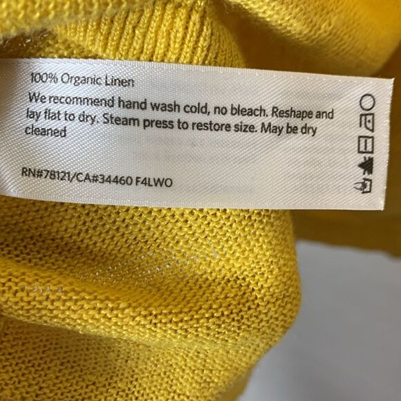 Eileen Fisher Gold Yellow Organic Linen V-Neck Cap Sleeve Lightweight Sweater S - Picture 7 of 11
